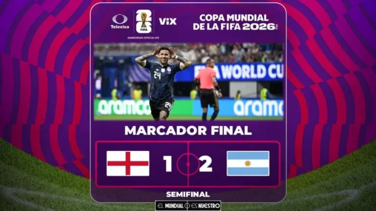 Marcador final Inglaterra 1 Argentina 2 en semifinal del Mundial 2026