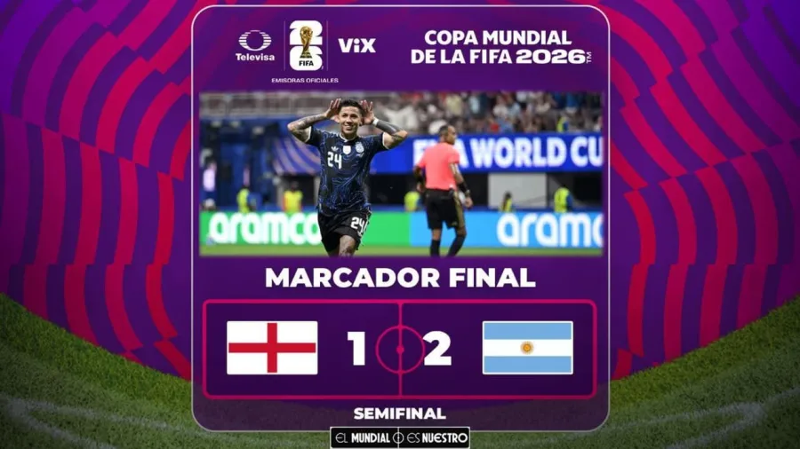 Marcador final Inglaterra 1 Argentina 2 en semifinal del Mundial 2026