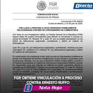 Imagen sobre la vinculación a proceso de Ernesto Ruffo informada por la FGR