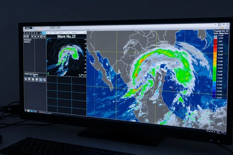 Mapa meteorológico de la onda tropical 22 sobre México