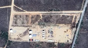 Vista aérea de predio señalado como refinería clandestina en Reynosa, Tamaulipas