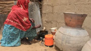 Imagen de contexto de una mujer preparando alimentos en el noreste de Nigeria