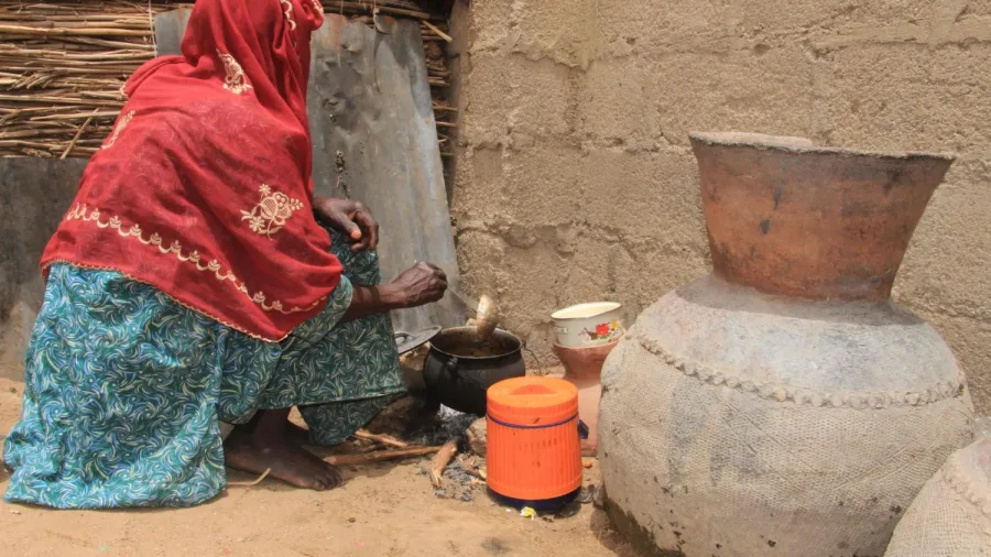 Imagen de contexto de una mujer preparando alimentos en el noreste de Nigeria