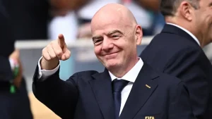 Gianni Infantino, presidente de la FIFA, durante un acto público