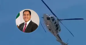 Helicóptero durante gira institucional en Pantepec, Chiapas