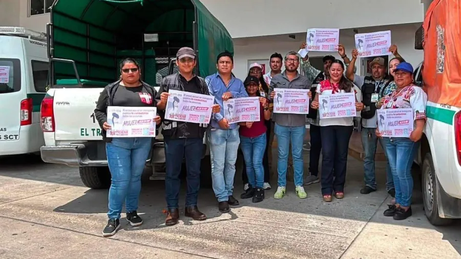 Jornada informativa contra el acoso hacia mujeres en el transporte publico de Cintalapa