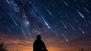 Lluvia de meteoros Perseidas en el cielo nocturno