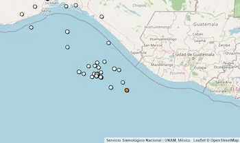 Mapa del Servicio Sismológico Nacional del sismo de magnitud 4.5 frente a Ciudad Hidalgo, Chiapas, el 5 de agosto de 2026