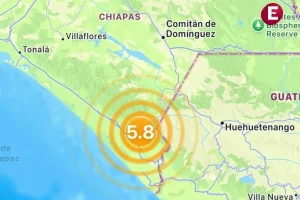 Mapa ilustrativo de actividad sísmica en la costa de Chiapas