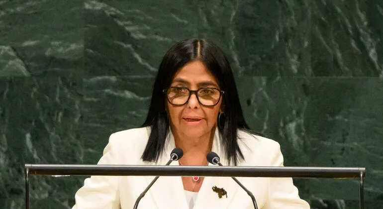 Delcy Rodríguez pronuncia un discurso ante la Asamblea General de las Naciones Unidas
