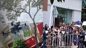 Dron de cuatro rotores durante el desfile cívico-militar en Tuxtla Gutiérrez