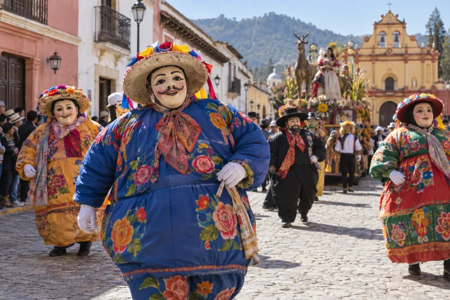 Representación editorial del desfile de Panzudos en San Cristóbal de Las Casas