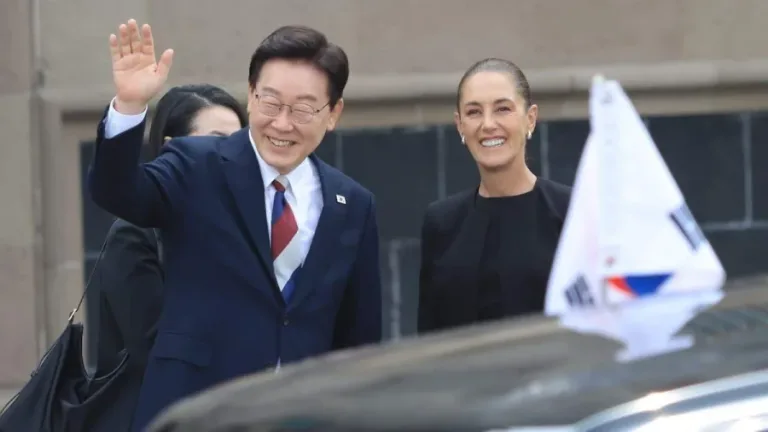 Claudia Sheinbaum recibe al presidente Lee Jae-myung en Palacio Nacional