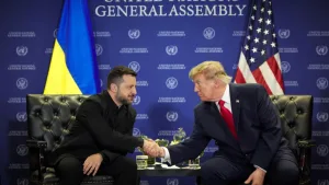 Volodímir Zelenski y Donald Trump durante una reunión bilateral