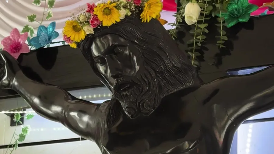 Imagen del Señor del Veneno en la capilla de la colonia ISSSTE de Tuxtla Gutiérrez