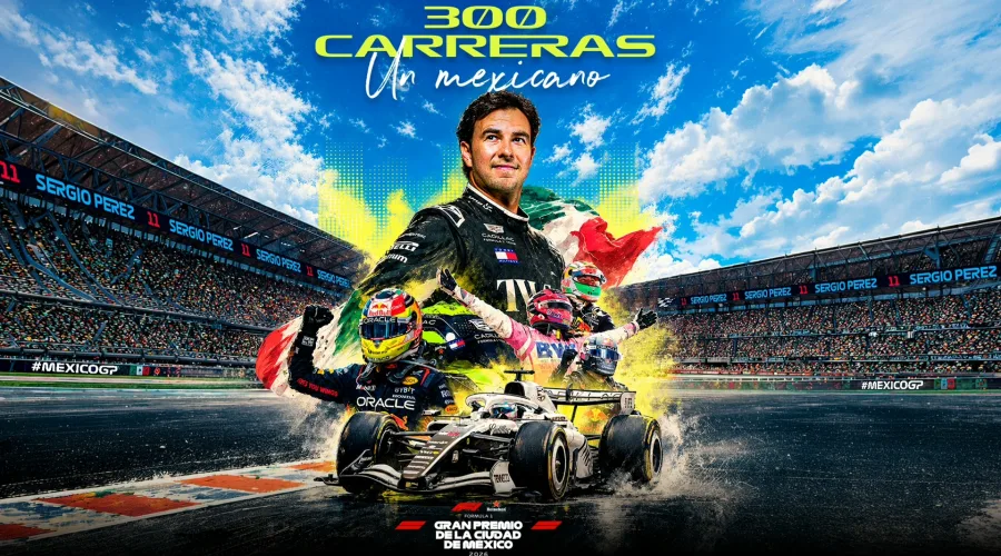 Sergio Checo Pérez con el equipo Cadillac antes del Gran Premio de México