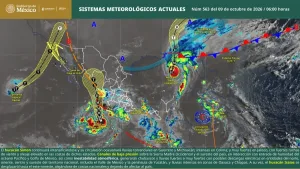 Mapa meteorológico de México para el 9 de octubre de 2026