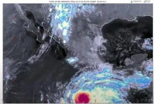 Imagen satelital del huracán Vance en el océano Pacífico