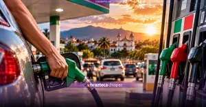 Estación de servicio con precios de combustibles en Chiapas