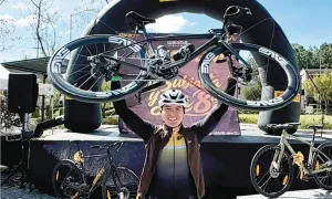 Julio César Vega Ruiz durante la ruta ciclista entre Tuxtla Gutiérrez y San Cristóbal de Las Casas
