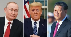 Vladímir Putin, Donald Trump y Xi Jinping, líderes de Rusia, Estados Unidos y China