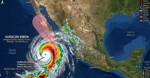 Imagen satelital del huracán Simón en el Pacífico mexicano