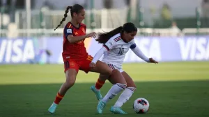 Jugadoras de México y España durante el Mundial Femenil Sub-17 de Marruecos 2026