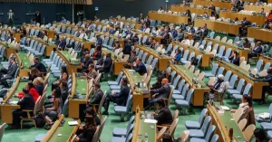Sesión de la Asamblea General de la ONU durante el debate sobre el embargo a Cuba