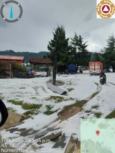 Capas de hielo por la segunda helada en San Cristóbal de Las Casas